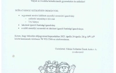 Óvodai beiratkozás