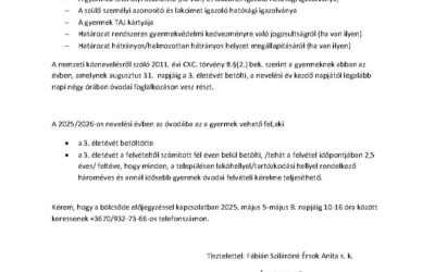 Óvodai beiratkozás